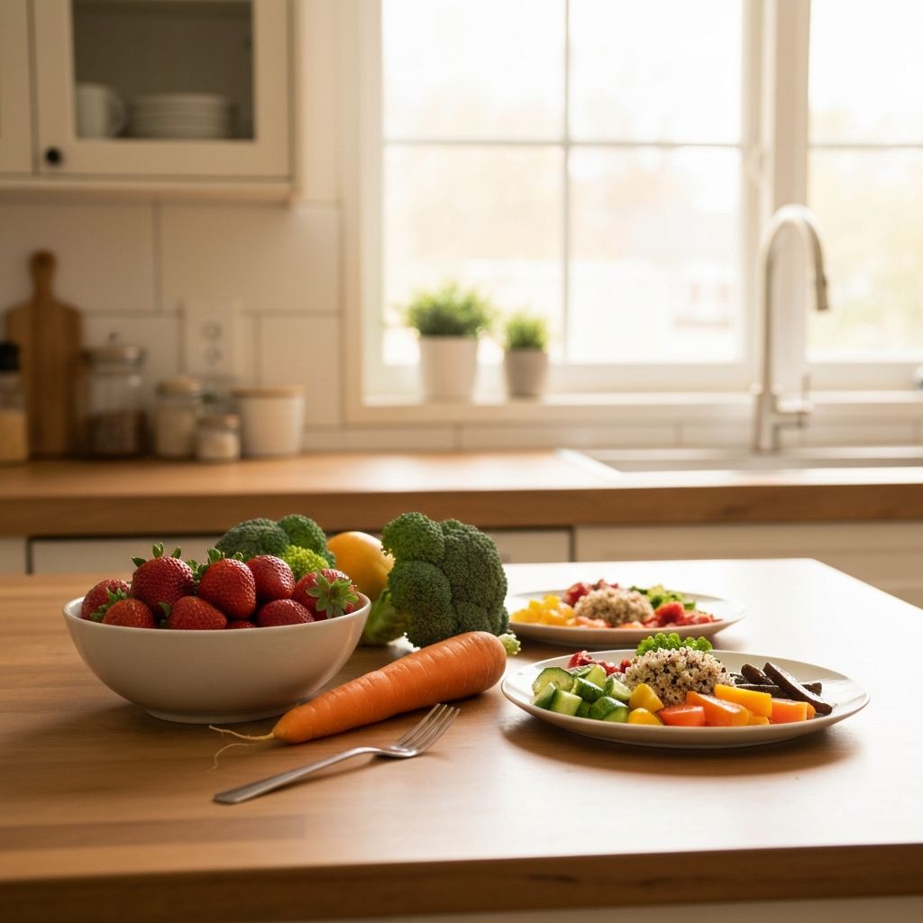 Balanced lifestyle with fresh vegetables and active living