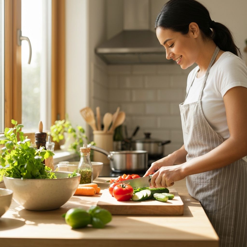 Simple meal preparation with fresh ingredients